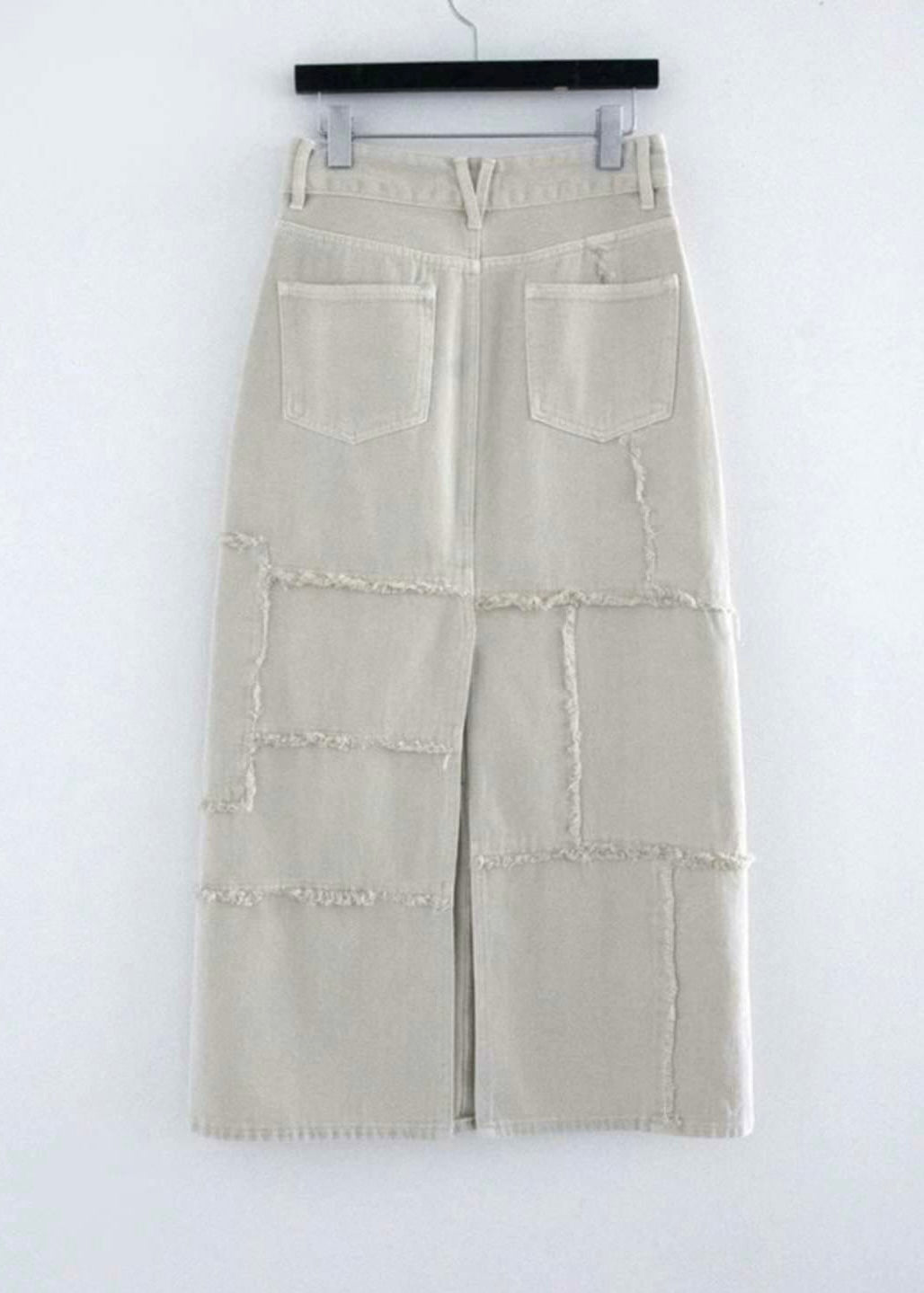 patched denim skirt