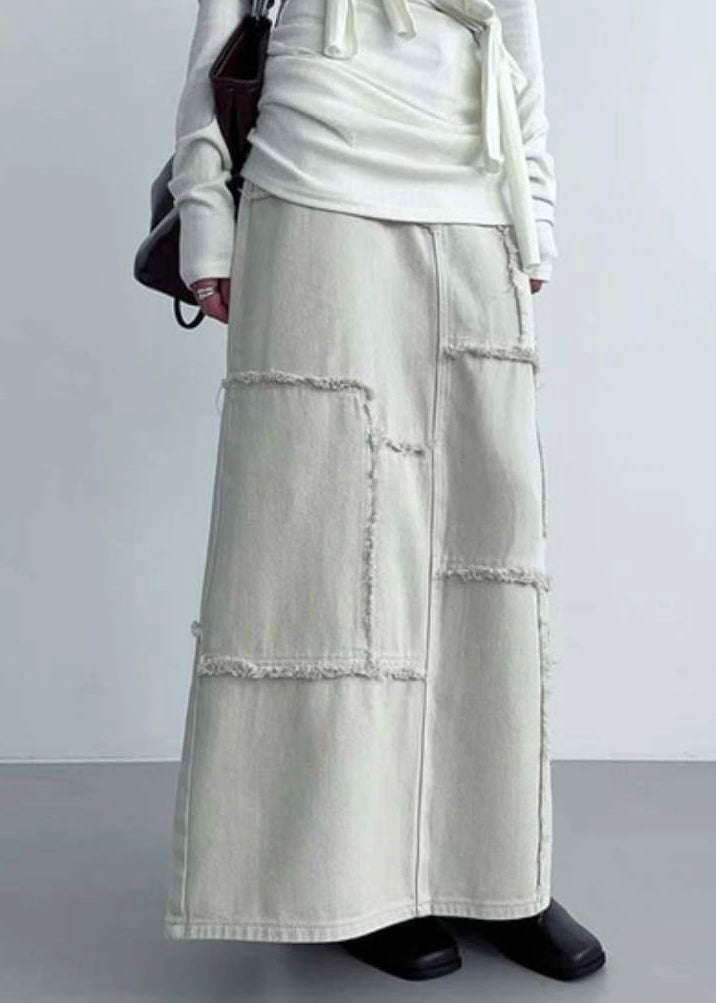 patched denim skirt
