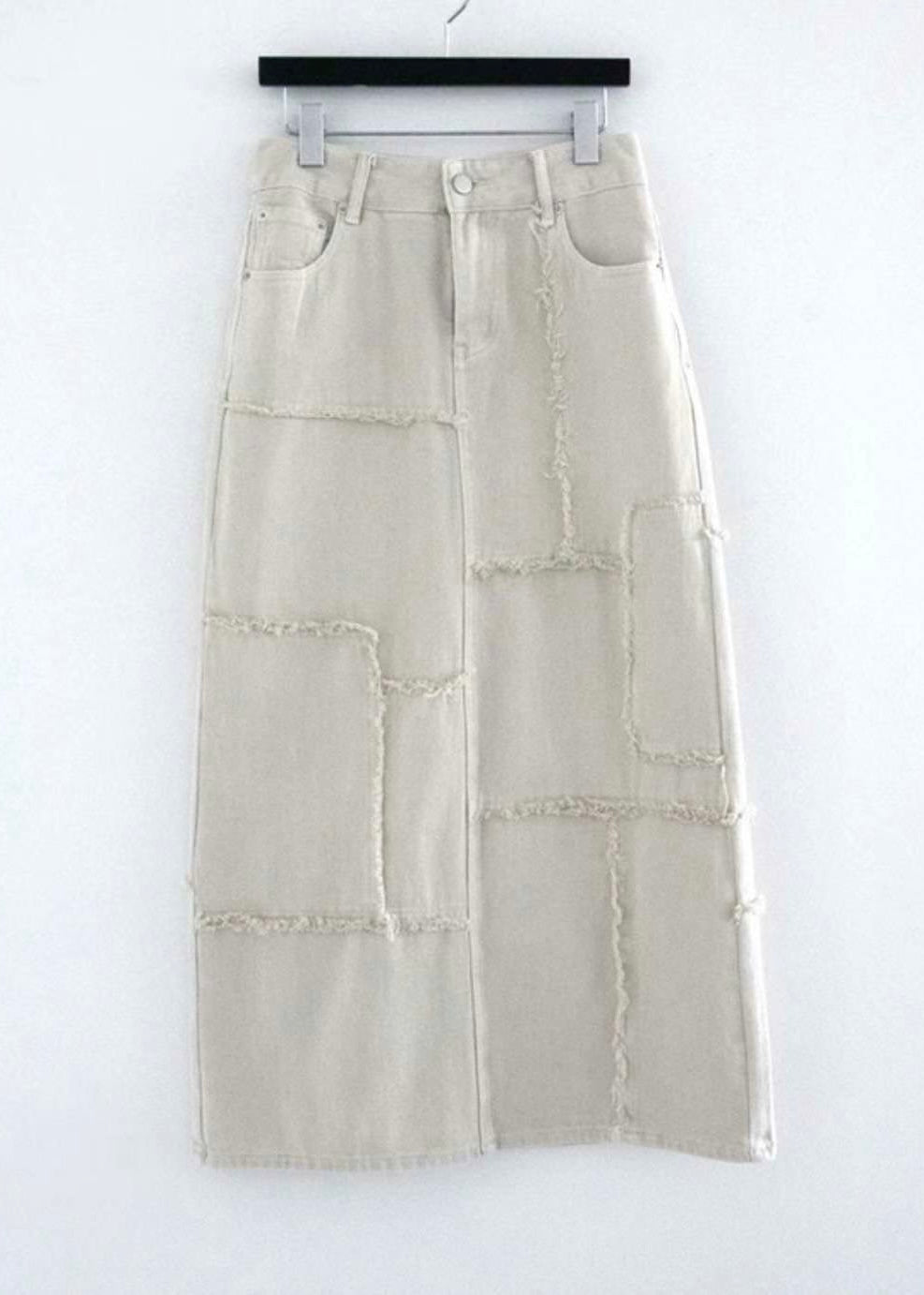 patched denim skirt