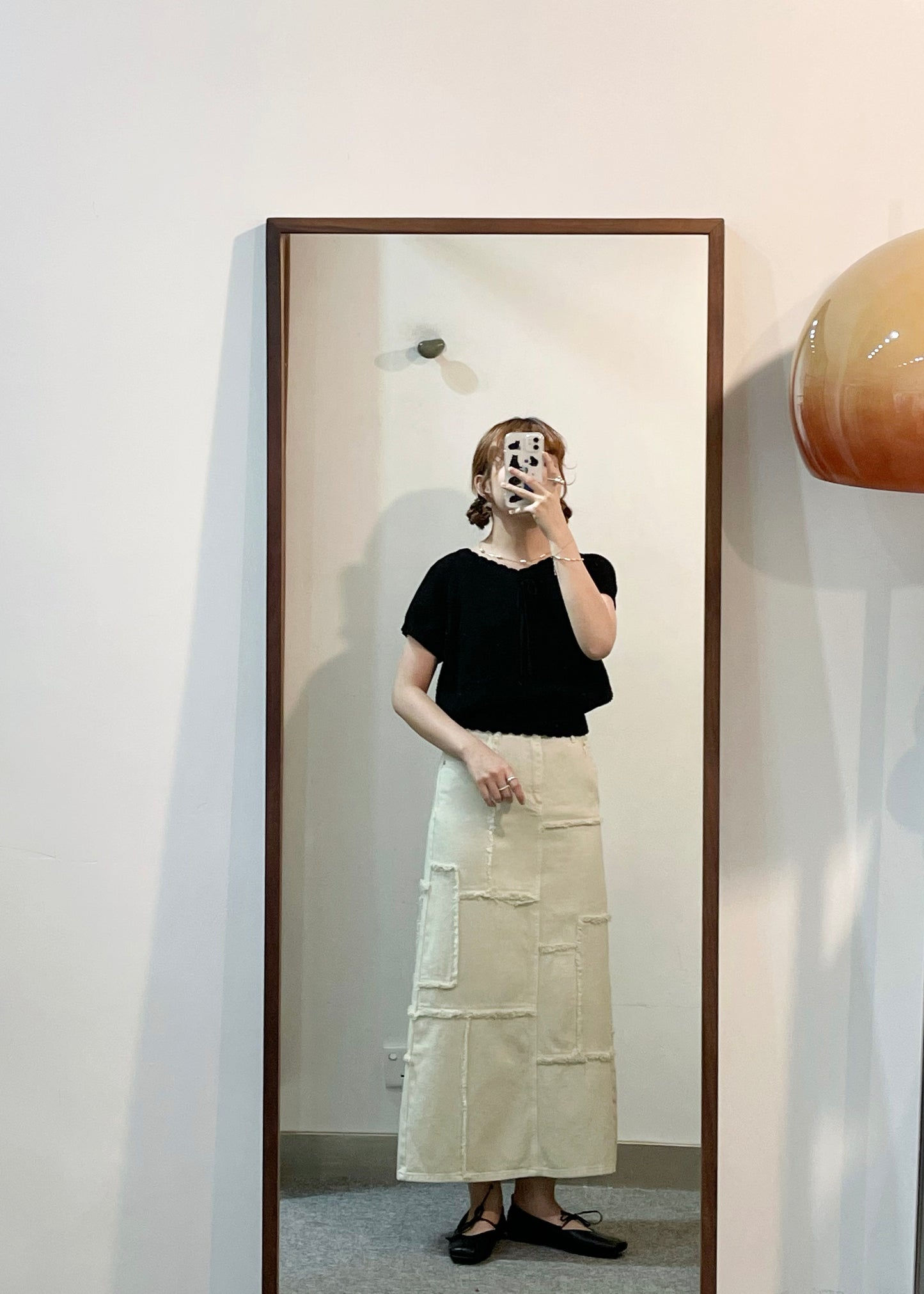 patched denim skirt