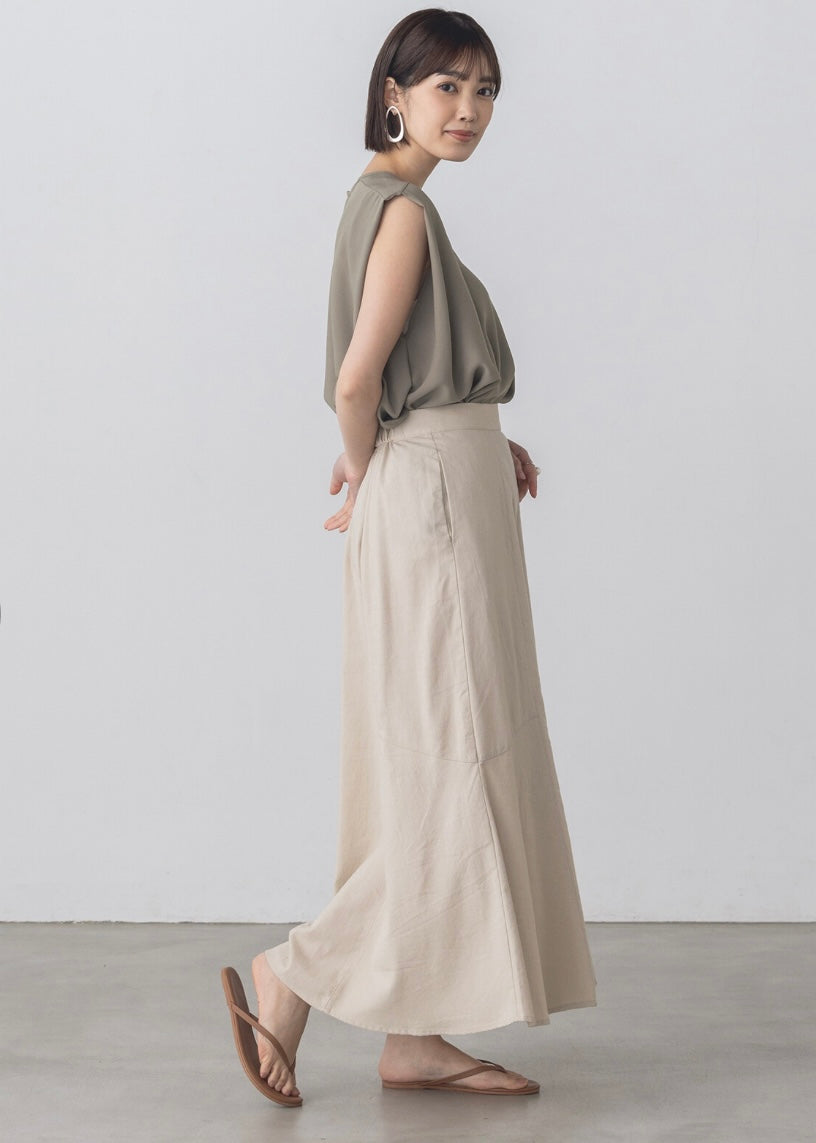 linen flared skirt