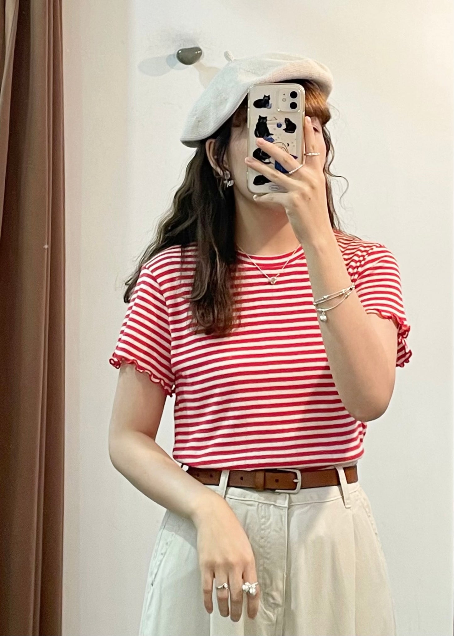 striped ruffle tee