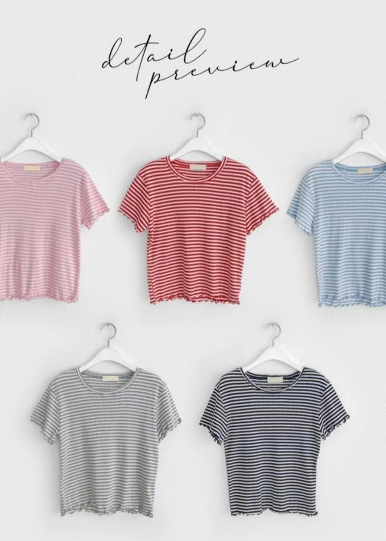 striped ruffle tee