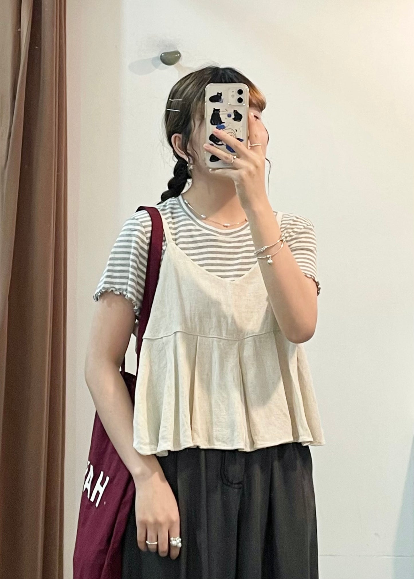 striped ruffle tee