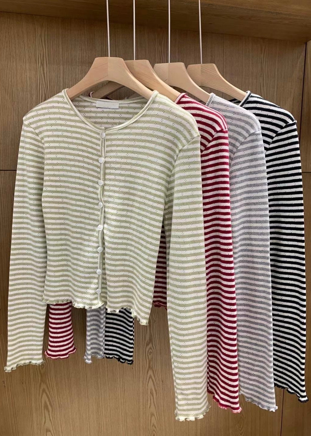 stripe ruffle outer